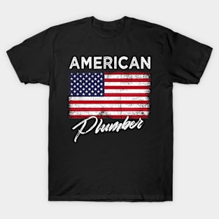 Vintage American Plumber USA Flag Patriotic T-Shirt